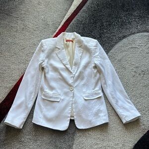 Alice + Olivia White Minimalist Career Cotton Blazer